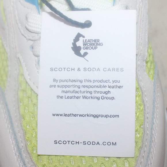 Scotch & Soda Wavy leather Sneakers Neon Green Men's - Picture 9 of 10